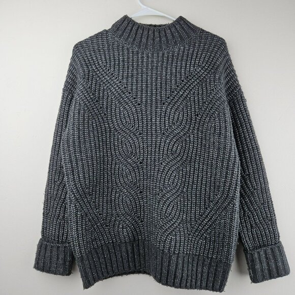 Columbia Other - COLUMBIA Cable Knit Sweater Mens XS Oversized Fisherman Gray Wool Blend NICE